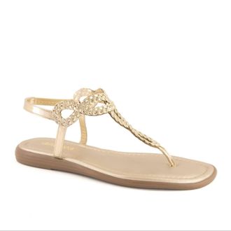 Andrea Womens Flat Sandal In Gold