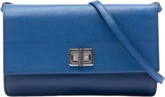 Prada Pre-owned Cross Body Bags, female, Blue, Size: ONE SIZE Pre-owned Wallet on Strap