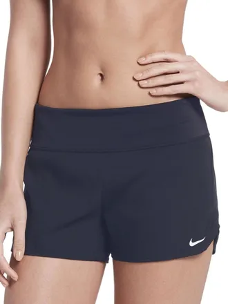 Nike Solid Element Board Shorts Womens Blue Elastic Waist Swimwear DSGL286