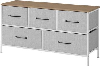 Levede Levede Fabric Chest of Drawers 5 Drawer Dresser Bedside Storage Organizer Unit