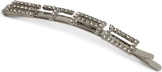Etro rhinestone-embellished logo hair clip - women - Brass/Crystal - One Size - Silver