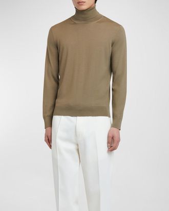 Ermenegildo Zegna Mens Solid Cashseta Turtleneck Sweater