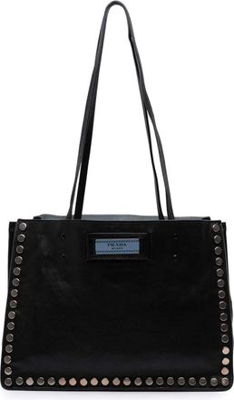 Prada Borsa tote Glace Calf Etiquette con borchie 2010-2025 - Nero