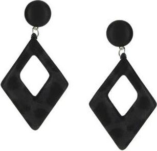 Olivia Welles Lucia Diamond Shape Faux Leather Earrings in Silver-Black at Nordstrom Rack