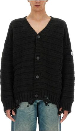 Maison Margiela C&aacute;rdigan de mezcla de lana con acabado desgastado - Knitwear - Mujer - Negro - S