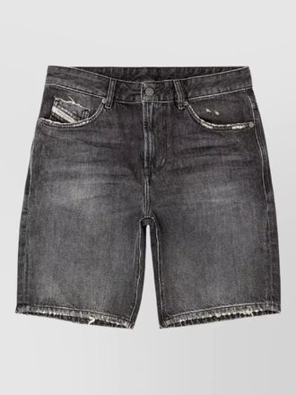 Diesel belted denim shorts five pocket raw hem