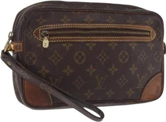 Louis Vuitton Pre-owned Monogram Clutch Bag - Dames - Vintage Clutch - Bruin - ONE Size - Leer - Vintage