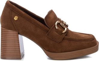 Xti Carmela Collection, Womens Suede Heeled Loafers By XTI