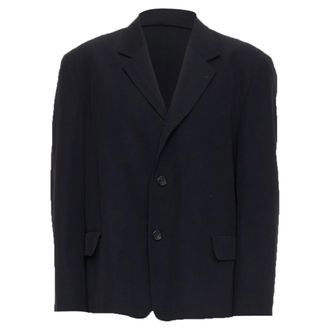 Yohji Yamamoto black wool shoulder padded oversized boxy blazer M