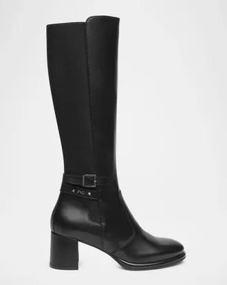 Nero Giardini 60mm Buckle Strap Leather Knee-High Boots