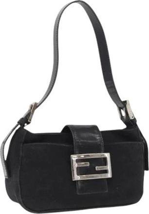 Fendi Pre-owned Shoulder Bags, female, Black, Size: ONE SIZE Pre-owned Leather Shoulder Bag