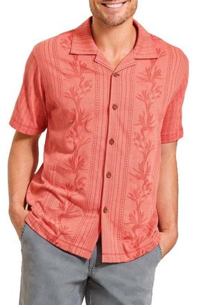 Tommy Bahama Palm Fresco Beach Border IslandZone Camp Shirt in Spiced Crimson at Nordstrom, Size 2Xlt