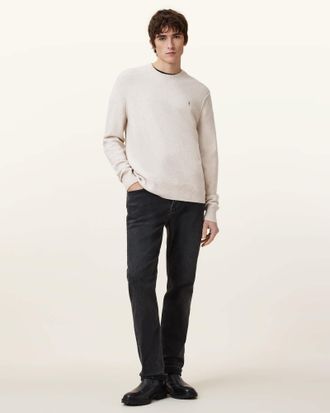 AllSaints Mens Viscose/Wool Statten Ramskull Crew Neck Jumper, Size: XXL