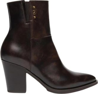 Nero Giardini Enkellaars met hak - Dames - Laarzen met Hak - Bruin - 37 EU - Leer - Schoenen
