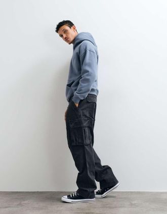 Hollister Pantaloni cargo ampi color antracite-Grigio