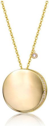 Rachel Glauber 14k Gold Plated with Clear Cubic Zirconia Round Circle Pendant Necklace