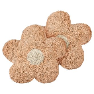 Beliani Beliani - Conjunto De 2 Cojines Infantiles En Forma De Flor De Algod&oacute;n 30 X 30 Cm Rosa Melocot&oacute;n Sorrel