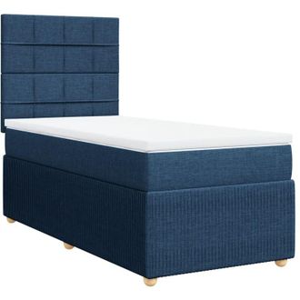 vidaXL Cama Box Spring Con Colch&oacute;n Tela Azul 90x190 Cm Vidaxl