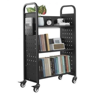 OEM Carro Para Libros De 3 Niveles Estanter&iacute;a De Libros Con Ruedas 77 X 38 X 122 Cm Estante De Almacenamiento En Forma De V Carro Rodante Para Biblioteca,