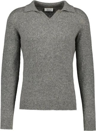 Roberto Collina Wool Polo Sweater - Heren - V-hals truien - Grijs - XL - Truien & Vesten
