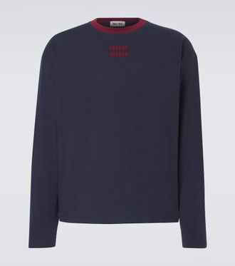 Miu Miu Camiseta de jersey de algod&oacute;n con logo