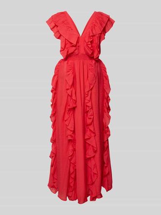 Vero Moda Maxikleid aus Viskose-Mix mit R&uuml;schenbesatz Modell Linala in Rot, Gr&ouml;&szlig;e 36