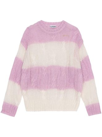 Ganni striped cable-knit jumper - women - Nylon/Mohair/Merino - XXL/3XL - Pink
