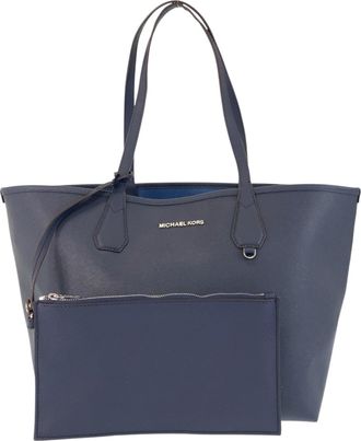 Michael Kors Navy Leather Pouch Shoulder Bag Tote Bag (Pre-Owned)
