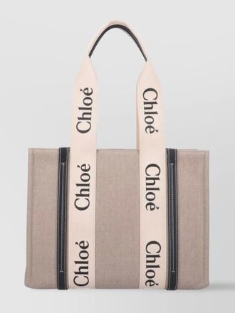 Chlo&eacute; stitched contrast tote bag handles shape