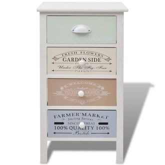 Berkfield Home Classic French Storage Cabinet 4 Drawers Wood in White