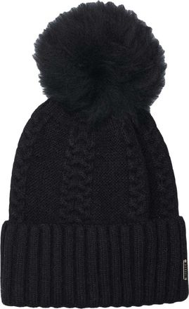 Gorski Knit Hat With Toscana Lamb Pompom in Black/black at Nordstrom