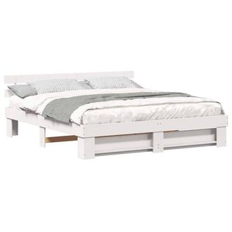 Berkfield Home Traditional with Headboard White 200 x 200 cm Solid pine wood