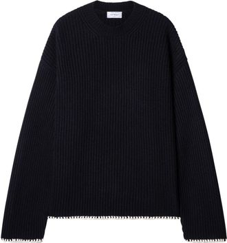 Off-white contrasting-trim jumper - men - Cotton/Virgin Wool - L - Black