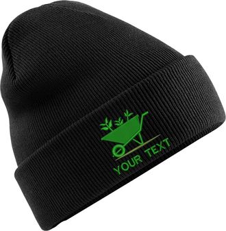 Generic Personalised Embroidered Your Text Gardener Service BC045 Beanie, Farmer Logo Work Wear Unisex Hat (Black)