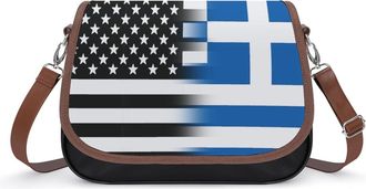 Generic US & Greece Flag Fashion Womens Crossbody Bags Novelty Handbag Shoulder Bag Purse