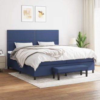 vidaXL Vidaxl - Cama Box Spring Con Colch&oacute;n Tela Azul 200x200 Cm