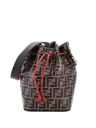 Fendi Mon Tresor Zucca Embossed Leather Small bucket bag - Brown