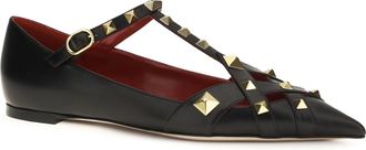 Valentino Garavani Womens Studdy Ballerinas Kidskin Nero Goatskin-Hircus Goatskin Goatskin/hircus Flat Shoes