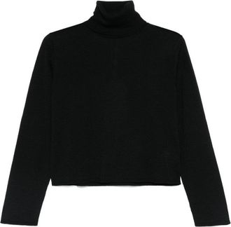 Maison Margiela Cropped Black Sweater With Turtleneck