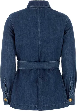 Valentino Garavani Womens Denim Blazer Mediumbluedenim Exterior: Cotton Linen Giacche E Gilet Jacket