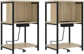 vidaXL Armario de Noche 2 pcs Roble Sonoma 38 x 31 x 61 cm Vidaxl