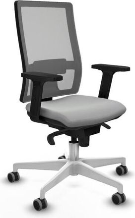 Piqueras y Crespo Piqueras Y Crespo - Horna sincro malla gris similpiel gris claro brazos 2D base blanca ruedas 65mm engomadas