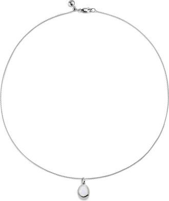 Monica Vinader Birthstone Locket Necklace in Sterling Silver /Moonstone at Nordstrom