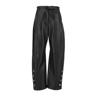 Sportmax Cinepresa Wide Broeken - Dames - Broeken - Zwart - Maat: 2XS Leer