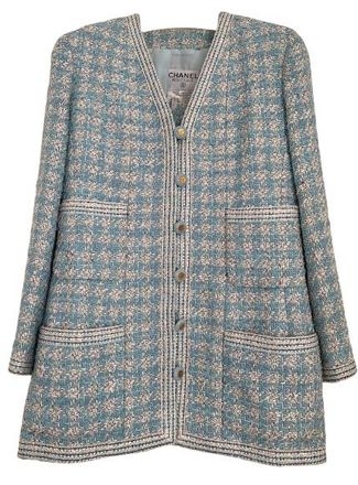 Chanel Vintage Blue Tweed Suit Size M
