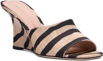 Stuart Weitzman Vinnie 85 Patent Leather Wedge Mule in Cream/smoke at Nordstrom, Size 7.5