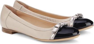 AGL Monika Cap Toe Ballet Flat in Nero Beige Coal at Nordstrom, Size 36.5