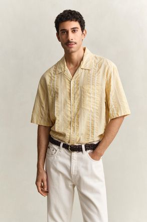 GANT Men Seersucker Short Sleeve Shirt (XXXL) LIGHT MUSTARD YELLOW