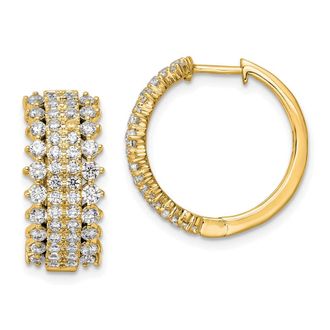 Diamond2Deal 14k Gold 2 ct Lab Grown Diamond Hinged Hoop Earrings VS Clarity, G-H Color
