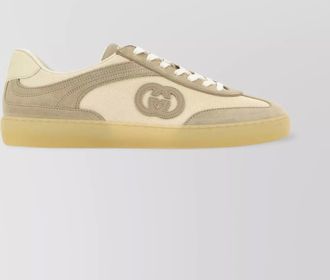 Gucci two tone mesh and suede low top sneakers